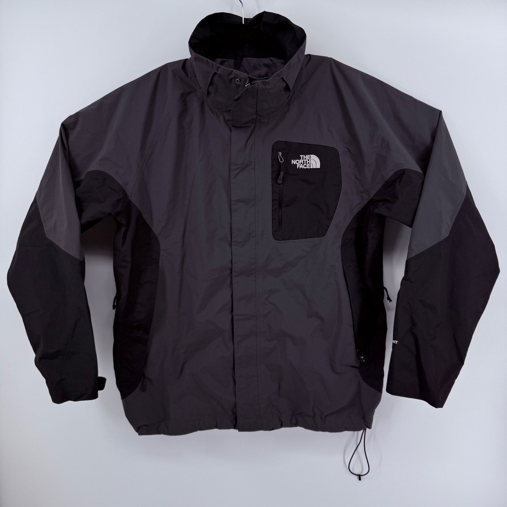 The North Face HyVent Rain Jacket Mens Large Grey Black Full Zip
